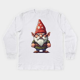 Grumpy Garden Gnome Kids Long Sleeve T-Shirt